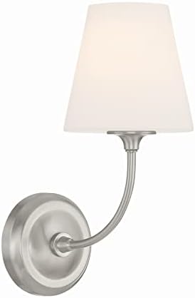 Crystorama Libby Langdon Sylvan 1 Light Brushed Nickel Sconce with Sconce with Glass Shade