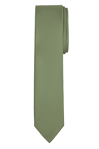 Jacob Alexander Men s Skinny Width 2  Solid Color Tie - Olive