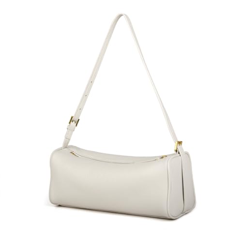 DONNAIN Lederhandtasche Damen Echtleder Hochwertige Handtasche Damen Leder Umhängetasche Leder Ledertasche Damen Echtleder Crossbody Hobo Bag mit verstellbarem Riemen verlängern Form (Weiß)