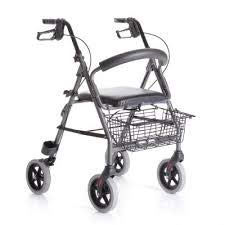 Rollator pieghevole in alluminio verniciato 4 ruote con seduta imbottita e cestino Atlante Art. RP520