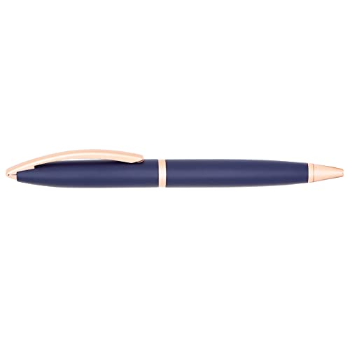 Image of Personalised Metal Pen with Name, Logo, Pack of 1 (Blue Rose Gold)
