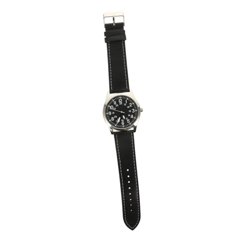 VALICLUD Reloj de Pulsera para Hombre Resistente al Agua Reloj de Cuarzo Multifunción con Correa Negra de Piel Diseño Elegante y Luminiscente para Uso Diario y Negocios