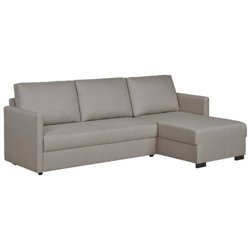 Lourini® Sofá Chaise Longue 3 Plazas, Máximo Relax y Confort, Sofá en L de Salón, Tres Plazas, Convertible, Extensible, Esquinero, Corner Sofa, Fácil Montaje (Gris)