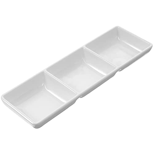 STOBAZA 1pcs Ceramic Dipping Dish: 3 Compartment Sauce Appetizer Plates Serving Tray for Kitchen Home Housewarming