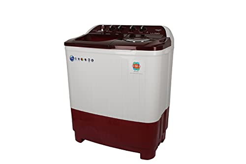 Image of Lloyd 8.5 kg 5 Star Semi Automatic Top Load Washing Machine | 1300 RPM | Soak Function | 4 Wash Programs | Memory Back-up | Magic Filter | Wash Basin Design Lids ( GLWMS85RDB,Red and White)