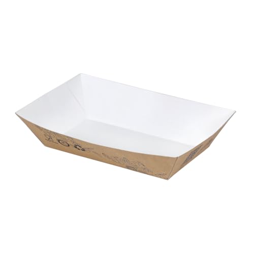 Image of Pack2Eat Paper Medium Food Boat Tray & White Paper Food Tray Disposable Serving Tray (Pack of 50)