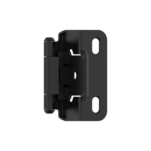 Image of Amerock 1 Pair 1 /2 inch Overlay Matte Black Partial Wrap Cabinet Hinge