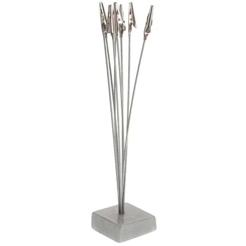 FUNOMOCYA Porte-Photo Arbre à 8 Branches Argenté │ Clip Mémo INOX Flexible │ Base Carrée Résine 2,5x2,5 Cm │ Organisateur Bureau pour Notes, Photos,...