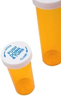 AVG Packaging Supplies Plastic Pharmacy Craft Containers with Push & Turn Caps - Child Resistant Prescription Medicine Bottle with Twist Caps, 8 Dram Vials (25ct)