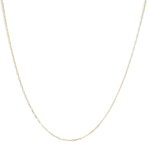 Unisex Solid 14K Yellow Gold 1.5mm Paperclip Chain Necklace 18 Inches