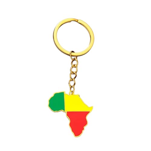 LUTAKU Porte-clés carte africaine 44 styles – Acier inoxydable doré émaillé National Pride accessoire femmes hommes porte-clés sacs porte-clés sœurs frères cadeaux d'anniversaire, Bénin., taille