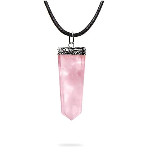 Ayana Rose Quartz Raw Crystal Healing Pendant Necklace for Women,for True Love Relationships, Negative Energy Protection,Heart Chakra,Handmade with Ethically Sourced Raw Natural Pure Gemstones, L Cover