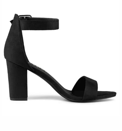 GLO GLAMP Suede Outer Meterial Ankle Strap Block Heel Sandals (B0D8T1Z15H) Amazon Price History, Amazon Price Tracker