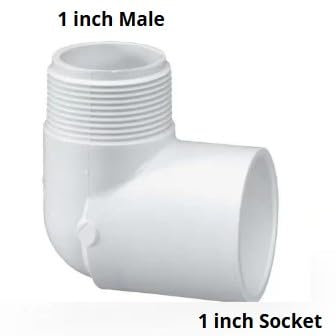 Image of 1 inch PVC Socket x MIP 90 Elbow Sch 40 White Threaded Pipe Fitting