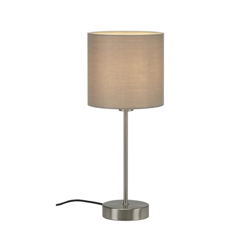 BRILONER Leuchten - Lampe de table, lampe de chevet, lampe de bureau, 1x E14, incl. interrupteur à câble, abat-jour en tissu, taupe, 160x385 mm (DxH)