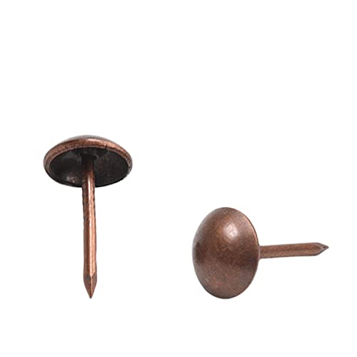 MroMax Lot de 100 clous d'ameublement ronds en fer de 0,9 cm de diamètre - Style vintage - 1,7 cm de hauteur - Pour décoration de meubles, chaise, tableau en liège, canapé, têtes de lit - Rouge cuivré