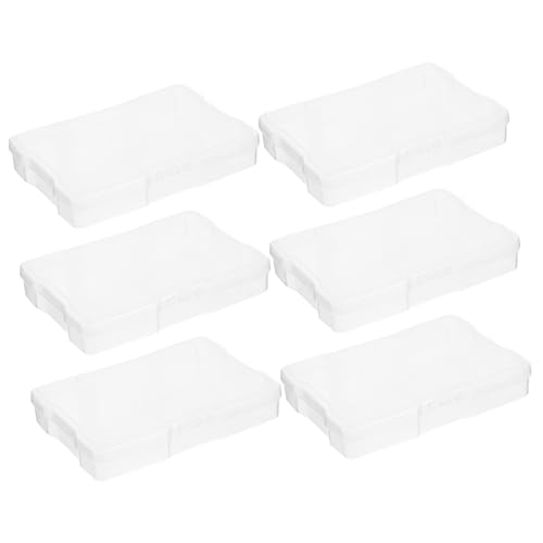 MUCKLILY 6 Piezas Caja de Almacenaje Transparente para Fotos Manualidades y Pequeñas Organizadora Apilable de Plástico Resistente Limpiar para Almacenamiento