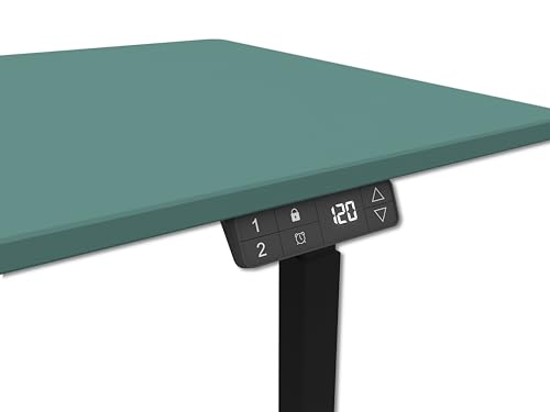 Image of Flexpro Sit-Stand Smart Desk | Fern Green Finish Tabletop | Electric Height Adjustable Table for Work from Home and Office | Ergonomic Design