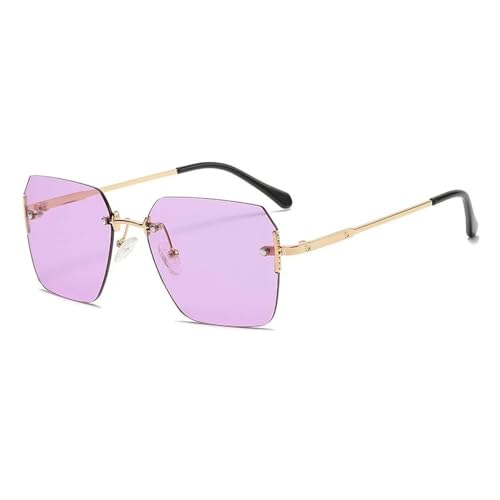 Lunettes de soleil anti éblouissement carrées légères sans bordure métal