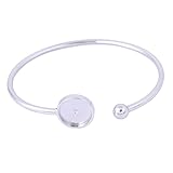 Reidgaller 5pcs Fit 12mm Cabochon Bangle Bracelet Bezel Setting Trays Stainless Steel Adjustable Cuff Bracelets Blanks for Jewelry Making Supplies