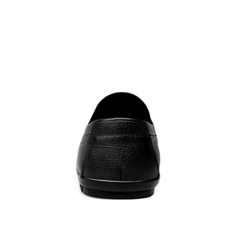 Mens Loafers Shoe Round Toe Lightweight Flexible Flat Heel Rubber Sole Genuine Leather Stitching Details2