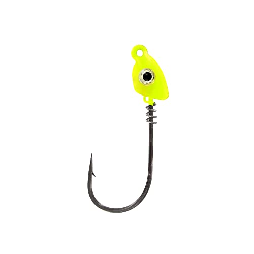 Hameçon Mustad Printemps Lock 3/0 tête plombée coloris chartreuse vibrante