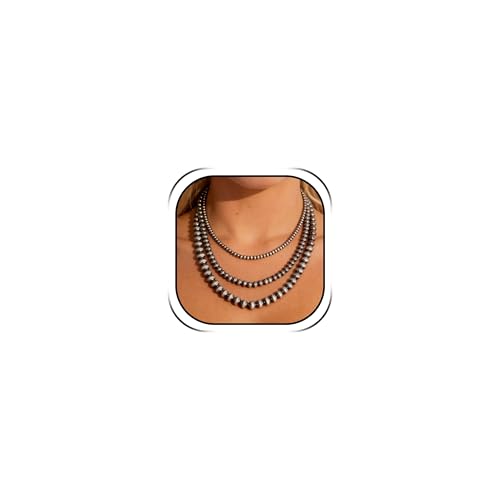 Navajo Pearl Necklace Western Jewelry for Women Boho Layered Beaded Necklaces Country Concert Outfits Accessories