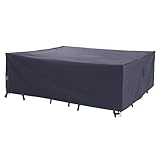 F&J Outdoors Abdeckung für Gartentisch, Wasserdicht Schneeschutz UV Beständige Schutzhülle Abdeckplane für Terrassentisch Draußen Gartenmöbel, 124x124x70cm, Grau