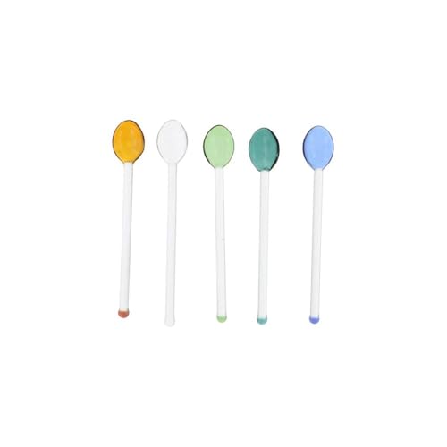 6 cucharas de café de vidrio de 5.1 pulgadas, cuchara agitadora de café, cuchara mezcladora, agitadores para té, cóctel, batido, bebida fría, hogar, bar, fiesta