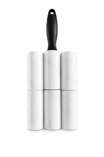 MATRANO Fusselroller Set 7-teilig – 1 Griff + 6 Rollen – Starke Klebkraft gegen Tierhaare & Fusseln – Kleiderrolle für Haushalt, Sofa & Auto