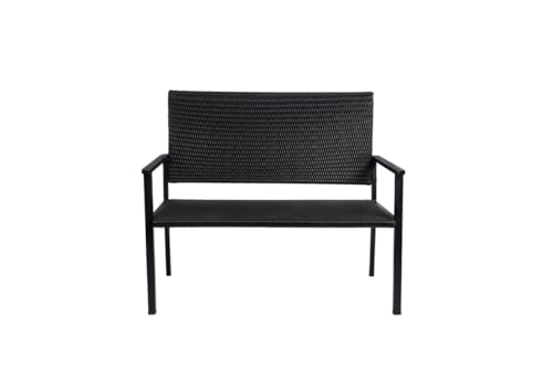 Image of Amazon Brand - Solimo Rattan and Wicker 2 Seater Garden Bench | Durable Outdoor Park Bench for Balcony Patio, Living Room, Terrace | Ideal Indoor and Outdoor Seating Furniture (Black)