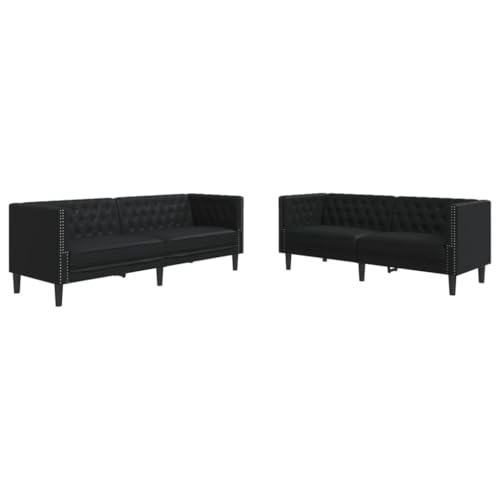 vidaXL Ensemble de canapé Chesterfield 2 pcs Noir Similicuir, canapé, siège de canapé, canapé...