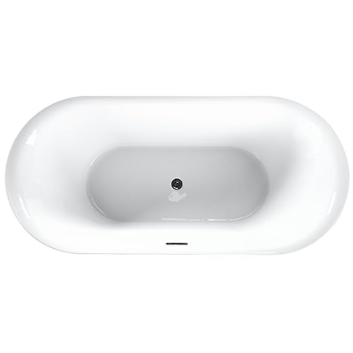 Stilvolle Acryl Badewanne oval freistehend weiß mit Überlauf 180 x 80 cm Carrera