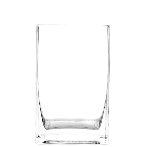 Vase en Verre Transparent pour Bougies et Fleurs – Dimensions 8 x 6,4 x 20 cm