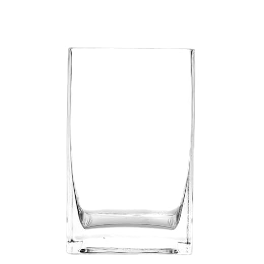 Vaso in vetro trasparente per candele e fiori a sezione quadrata - Misura 10x10x16 cm