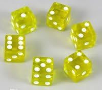Koplow Games Yellow Transparent Dice D6 16mm Set of 6