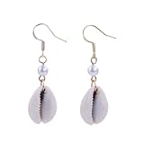 Pendientes de concha natural con perlas creadas para mujer, aretes colgantes de color dorado, joyería de verano, regalos de mar, Zinc, Sin gemas.