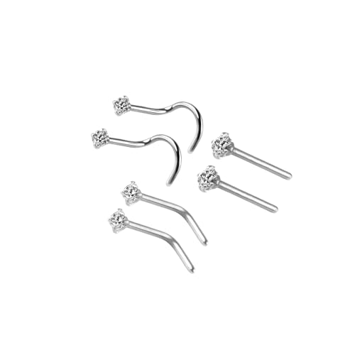 SUIOPPYUW Hypoallergenic L Shaped Nose Studs Elegant Nose Rings For Women 316 Liters Of Steel Made Of 316 Liters Steel. Are Smooth And Hypoallergenic Piercing Jewelry, Silver, 0.8x7x2cm