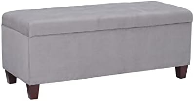 Linon Carmen Shoe Storage Ottoman, Grey, 20" x 48" x 20",