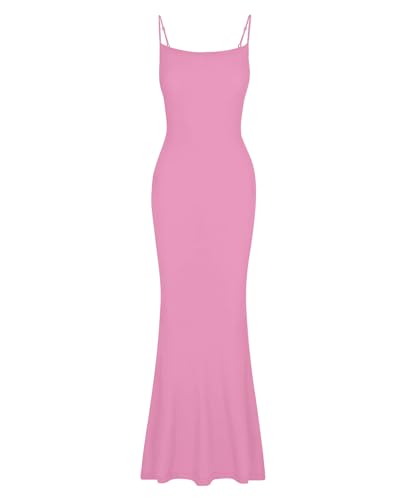 Image of AUSELILY Womens Bodycon Maxi Dress Square Neck Sexy Slip Long Dress | Sleeveless slip design with a long skirt line, Going out dress for celebrations, Style with heels