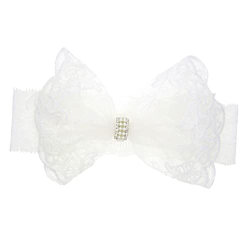 Beaupretty Lace Bow Headband for Newborn Embellished Bow Hair Accessory Elegant Hairband for Birthday Shower and Family Photos White Decorative Ribbon
