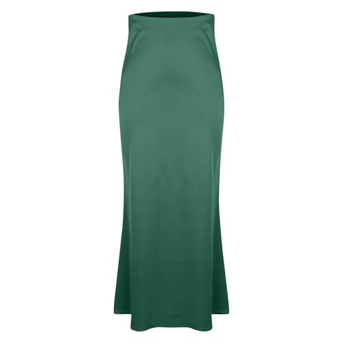 Womens Satin Silk A-Line Maxi Skirt Elegant High Waist Flowy Bodycon Skirts Summer Cocktail Wedding Party Outfits4