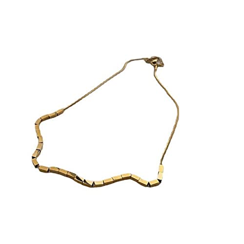 CUUGF Edelstahl Square Halskette,Kettenlänge: 40+6 cm (Schlüsselbeinkette),Dreidimensionale Kleine Quadratische,Gold Cover