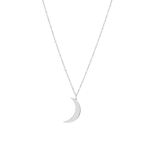 Glimmerst Crescent Moon Necklace, Stainless Steel Silver Crescent Moon Pendant Necklace Delicate Dainty Crescent Necklace for Women Girls