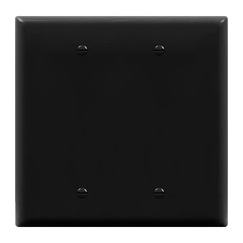 ENERLITES Double Blank Device Wall Plate, Gloss Finish, Mid-Size 2-Gang 4.88" x 4.92", Unbreakable Polycarbonate Thermoplastic, UL Listed, 8802M-BK, Black