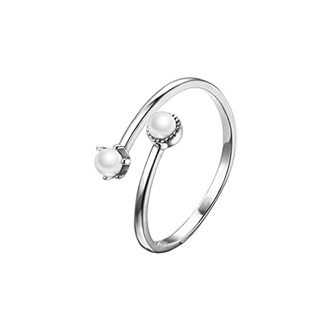 Chereda 925 Sterling Silver Mini Freshwater Pearl Ring For Women Adjustable Open Ring Wedding Engagement Jewelry Gift Cover