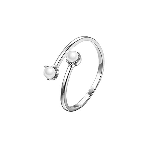 Chereda 925 Sterling Silver Mini Freshwater Pearl Ring for Women Adjustable Open Ring Gift Engagement Jewelry, Silver, No Gemstone, Silver, No precious stones