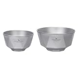 Boundless Voyage Titanium Schale Doppelwandige Reisschalen für Camping, Fitnessstudio, Outdoor Dining - Tragbares Stapelbares Geschirr Küche Metallschale (380/680ml)
