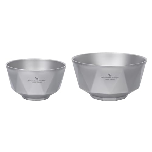 Boundless Voyage Titanium Schale Doppelwandige Reisschalen für Camping, Fitnessstudio, Outdoor Dining - Tragbares Stapelbares Geschirr Küche Metallschale (380/680ml)