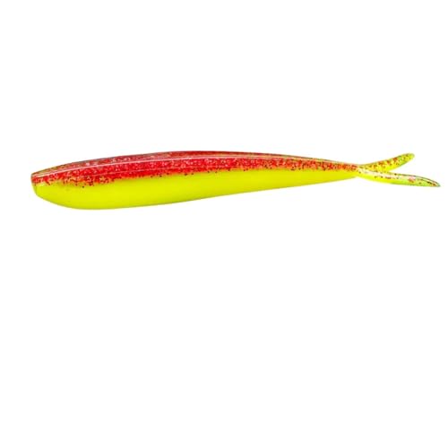 Lunker City Fishing Fin-S Fish 4" Split Tail Soft Plastic Jerk Bait Minnow Original Walleye and Bass Lure, 10 Per Bag, Made in The USA - 146 Bloody Mary
